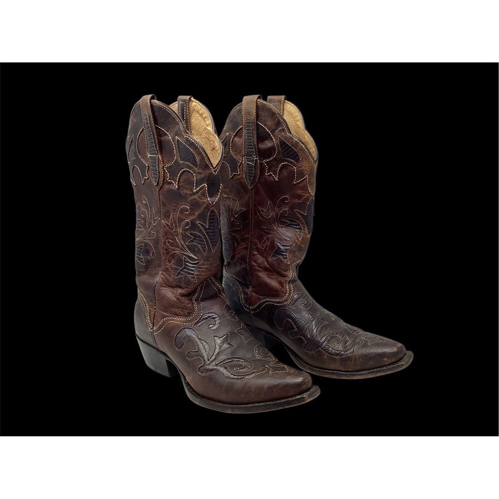 J.B. Dillon Women's Brown Goat Leather Cowgirl Western Boots Size 7